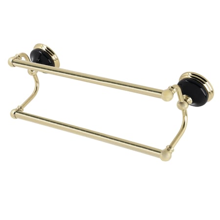 Kingston Brass BA91318PB Water Onyx 18" Dual Towel Bar, Polished Brass BA91318PB
